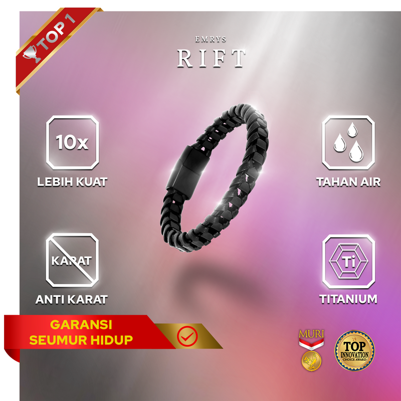 Emrys RIFT Bracelet Real Leather Gelang Kulit Pria Wanita