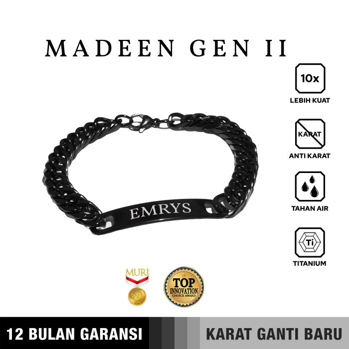 Emrys Premium MADEEN GEN II Real Titanium GELANG Anti Karat Pria Wanita