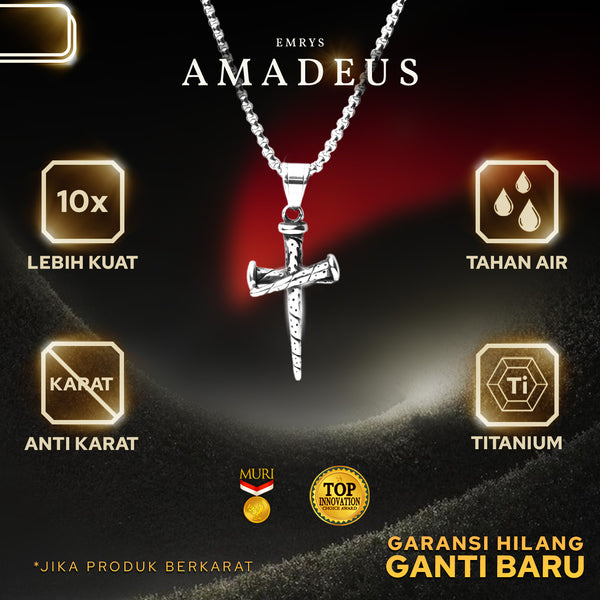 Emrys Liontin Set AMADEUS Titanium Anti Karat Kalung Liontin Salib Titanium Pria Wanita