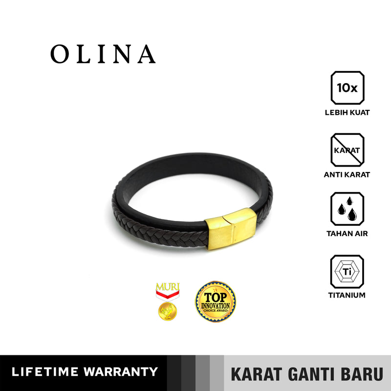 Emrys OLINA Bracelet Real Leather Gelang Kulit Pria Wanita