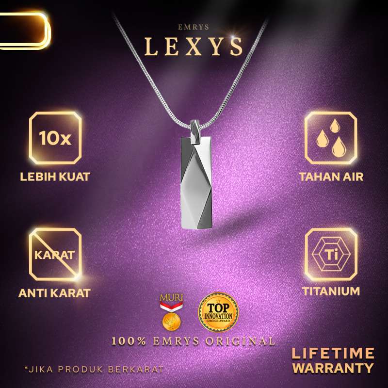 Emrys Liontin Set LEXYS Real Titanium Anti Karat Kalung Titanium Pria Wanita