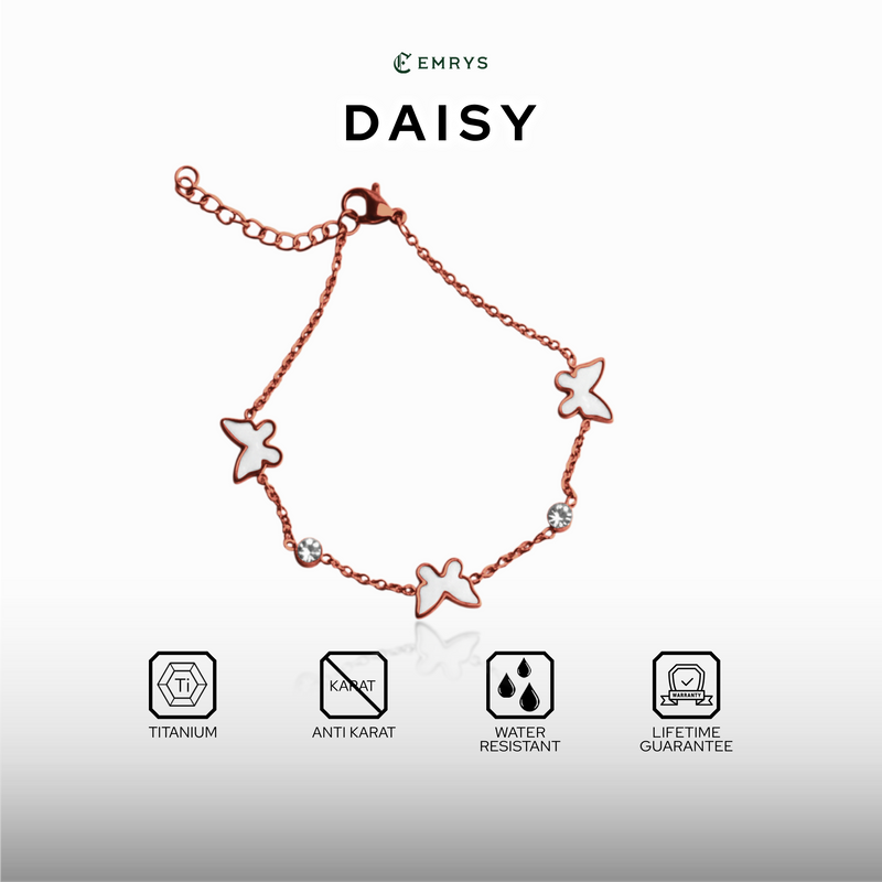 Emrys Bracelet DAISY Gelang Rantai Serut Real Titanium Anti Karat  Wanita