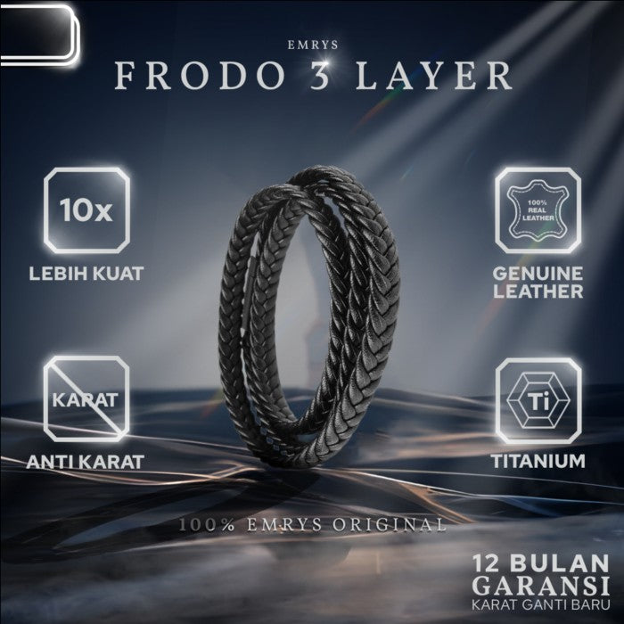 Emrys FRODO 3 LAYER Bracelet Real Leather Gelang Kulit Pria Wanita