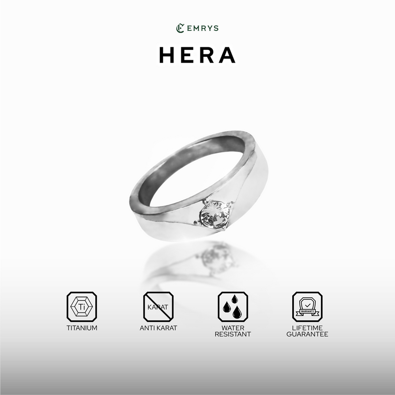 Emrys Premium Ring HERA Real Titanium Anti Karat Cincin Titanium Pria Wanita