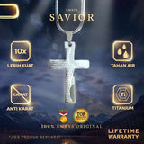 Emrys Liontin Set SAVIOR Titanium Anti Karat Kalung Liontin Salib Titanium Pria Wanita