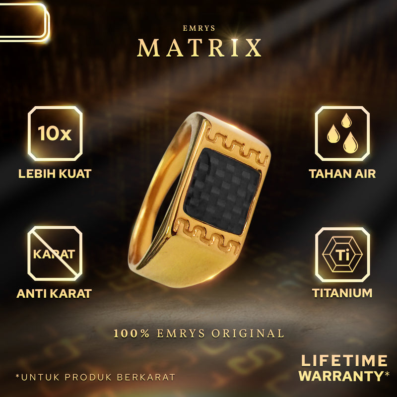 Emrys Premium Ring MATRIX Carbon Real Titanium Anti Karat Cincin Titanium Pria Wanita