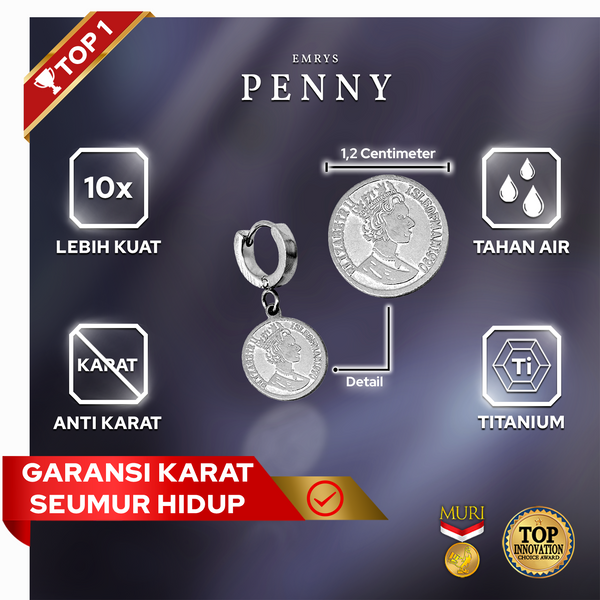 Emrys PENNY ANTING Tindik Titanium Anti Karat Pria dan Wanita