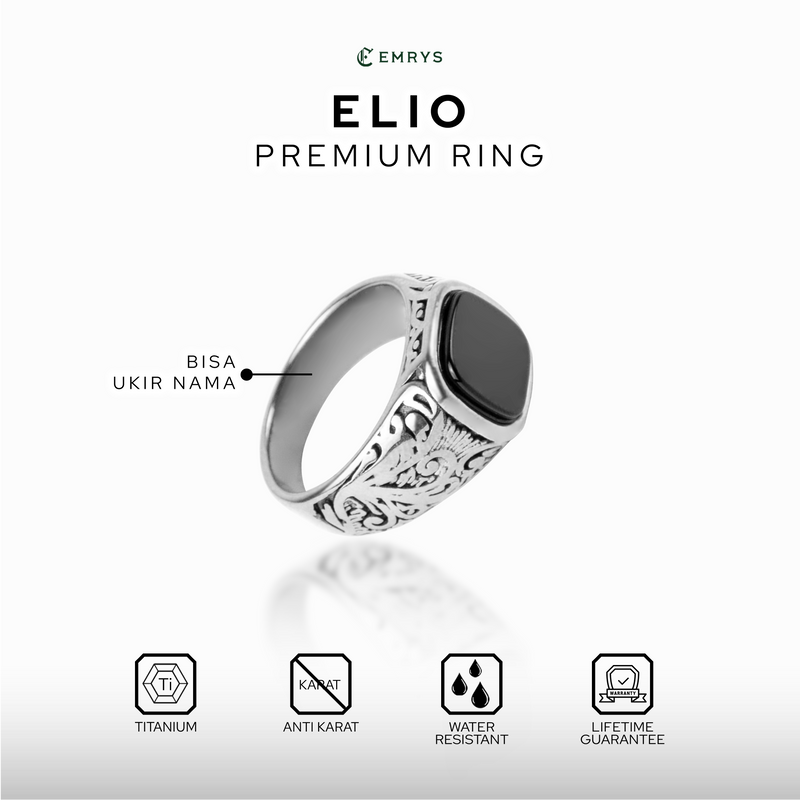 Emrys ELIO Premium Ring Cincin Titanium Pria Wanita Anti Karat Tahan Air