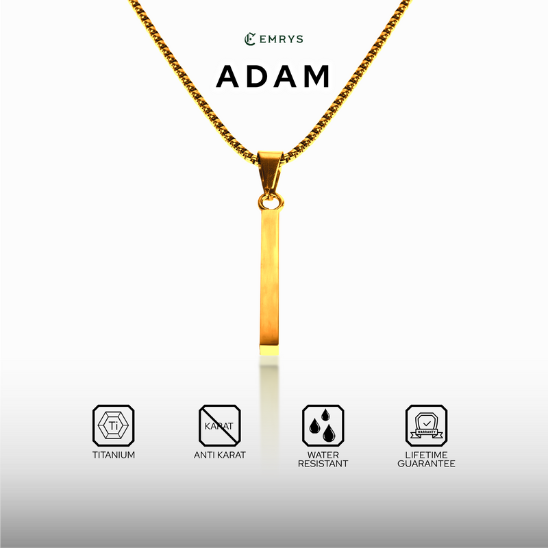 Emrys Liontin Set ADAM Real Titanium Anti Karat Kalung Titanium Pria Wanita