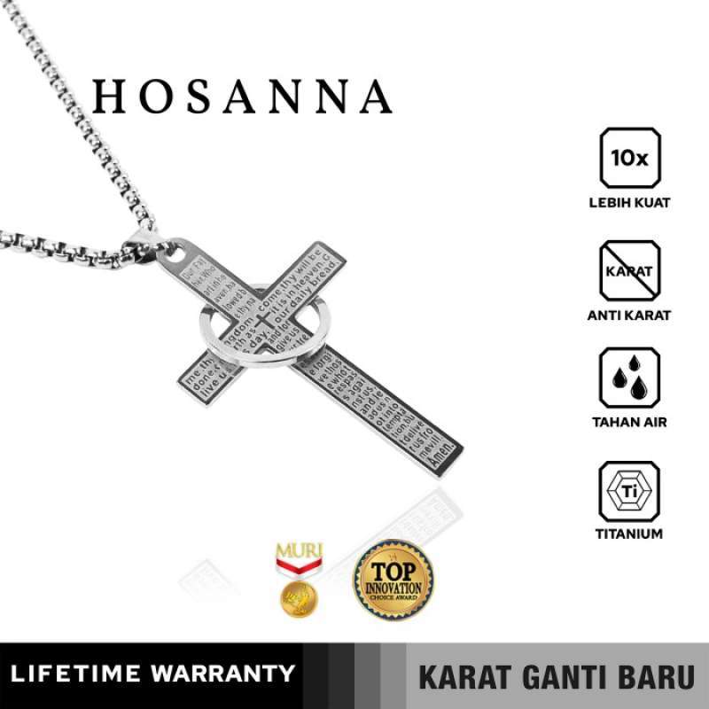 Emrys Liontin Set HOSANNA Titanium Anti Karat Kalung Liontin Salib Titanium Pria Wanita