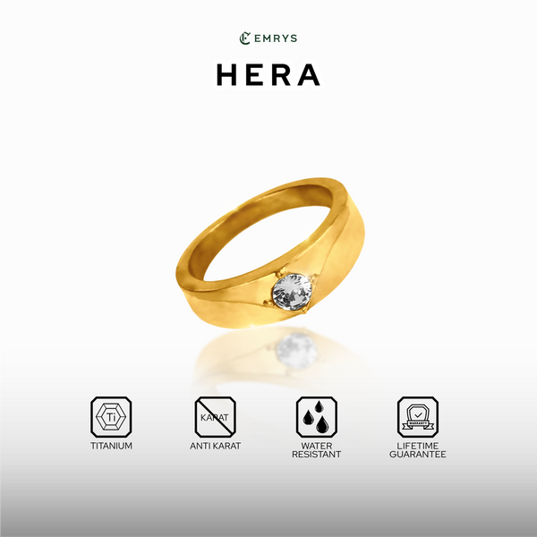 Emrys Premium Ring HERA Real Titanium Anti Karat Cincin Titanium Pria Wanita