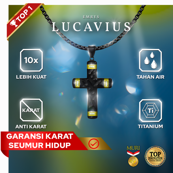 Emrys Liontin Set LUCAVIUS Titanium Anti Karat Kalung Liontin Salib Titanium Pria Wanita