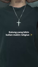 Emrys Liontin Set EMMANUEL Titanium Anti Karat Kalung Liontin Salib Titanium Pria Wanita